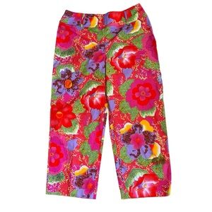 Willi Smith Stretch Floral Multi Color Wide Leg Pants - Size 10